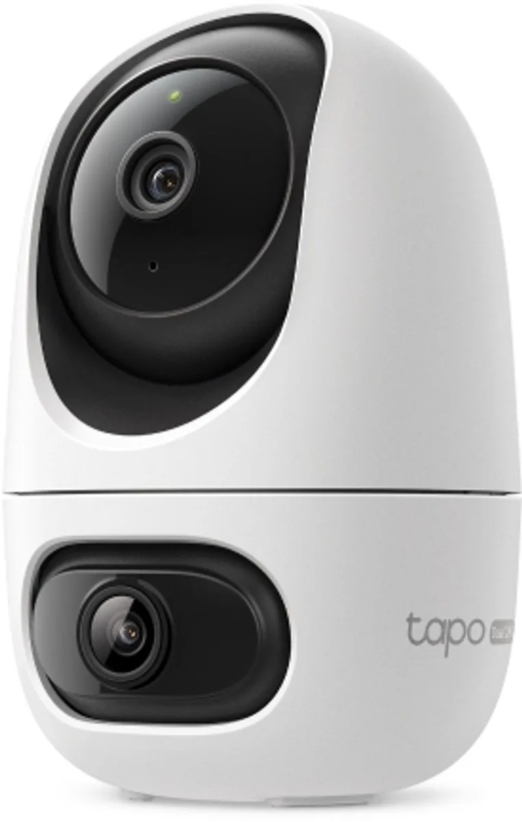 C245D Beveiligingscamera Binnen met Dubbele Lens - Huisdiercamera & Babycamera - Overzicht én Close-up Tegelijk - 360° Draaibaar - Slimme Tracking - 10,8x Zoom - 12m Nachtzicht - Gratis AI-detectie - Tot 512GB - Werkt met Alexa & Google van TP-Link in 2K – productfoto