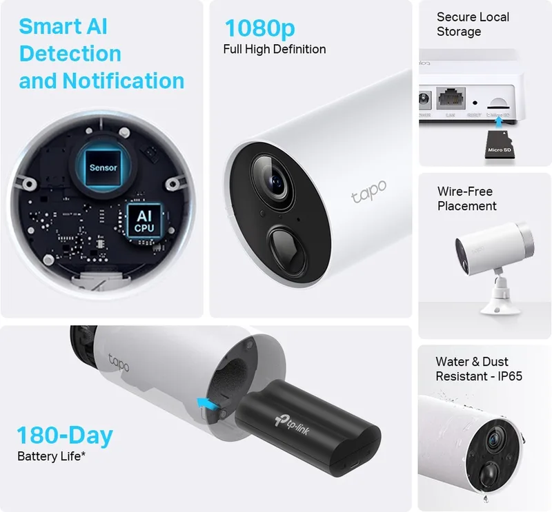 C400S2 - 2 beveiligingscamera's voor binnen & buiten + hub - 1080P - Tot 180 dagen batterij - IP-camera van TP-Link in Wit – productfoto
