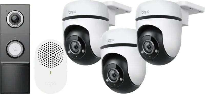 C500 3-Pack + D235 Smart Battery & Wired Doorbell by TP-Link – product photo