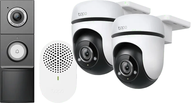 C500 Duo Pack + D235 Smart Battery & Wired Doorbell fra TP-Link – produktbillede