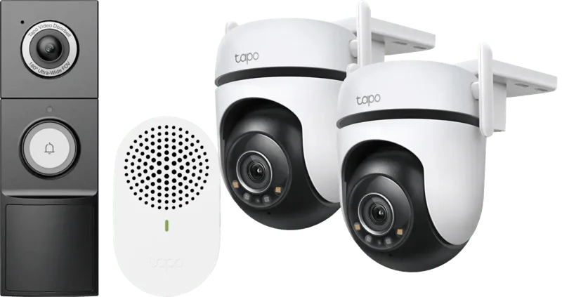 C520WS Duo Pack + D235 Smart Battery & Wired Doorbell van TP-Link – productfoto
