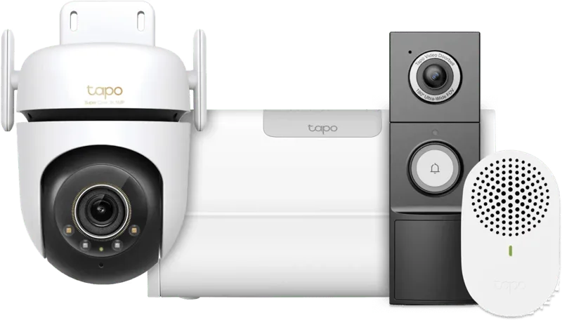 C530WS + H500 CentralHub + D235 Smart Battery & Wired Doorbell fra TP-Link – produktbillede