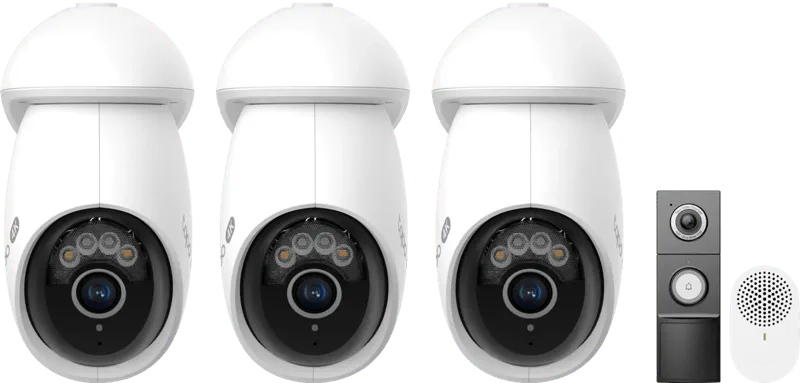 C560WS 3-Pack + D235 Smart Battery & Wired Doorbell de TP-Link – photo produit