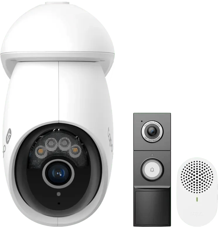 C560WS + D235 Smart Battery & Wired Doorbell van TP-Link – productfoto