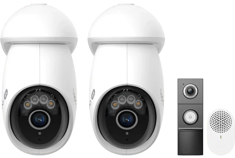 C560WS Duo Pack + D235 Smart Battery & Wired Doorbell fra TP-Link – produktbillede