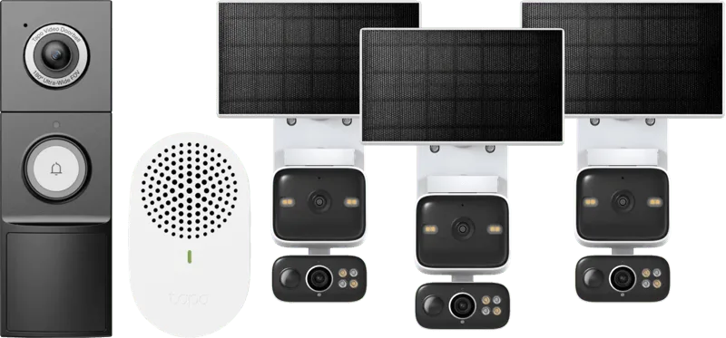 C645D Solar Kit 3-Pack + D235 Smart Battery & Wired Doorbell van TP-Link – productfoto