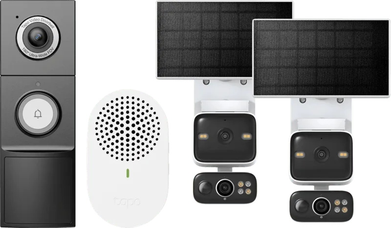 C645D Solar Kit Duo Pack + D235 Smart Battery & Wired Doorbell van TP-Link – productfoto