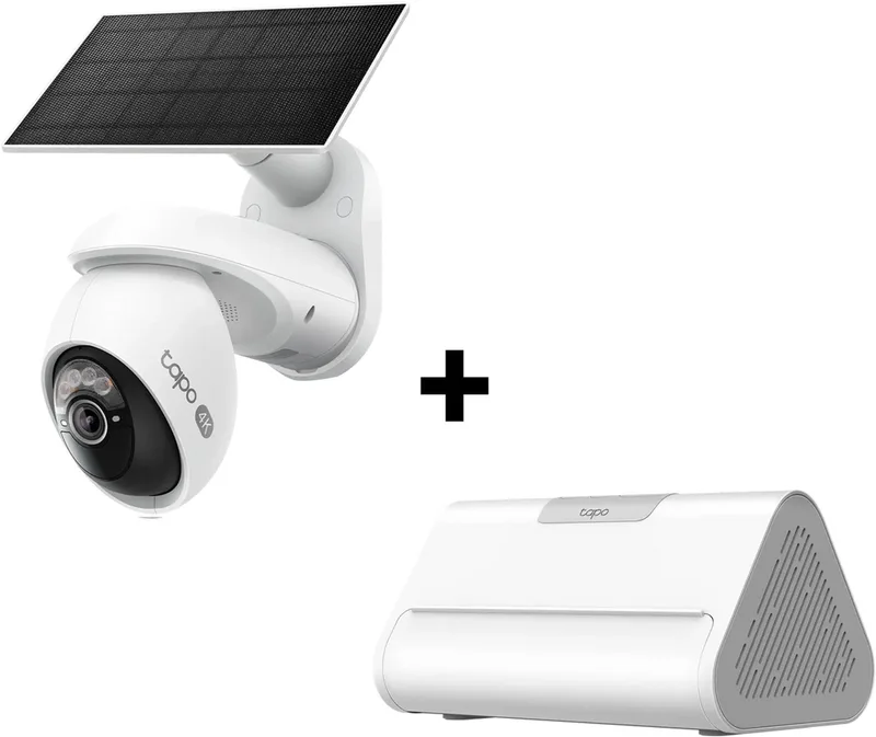 C660 Beveiligingscamera Buiten op Zonne-energie + H500 CentralHub - Bundelvoordeel - 360° Draaibaar - Inclusief Zonnepaneel - Lokale Opslag tot 16TB - Geen Abonnement - 10.000 mAh Accu - Starlight Kleur Nachtzicht - Automatisch Volgen fra TP-Link i 4k 8mp – produktbillede