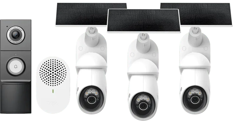 C660 Solar Kit 3-Pack + D235 Smart Battery & Wired Doorbell van TP-Link – productfoto