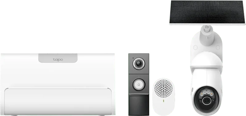 C660 Solar Kit + D235 Smart Battery & Wired Doorbell + H500 CentralHub by TP-Link – product photo