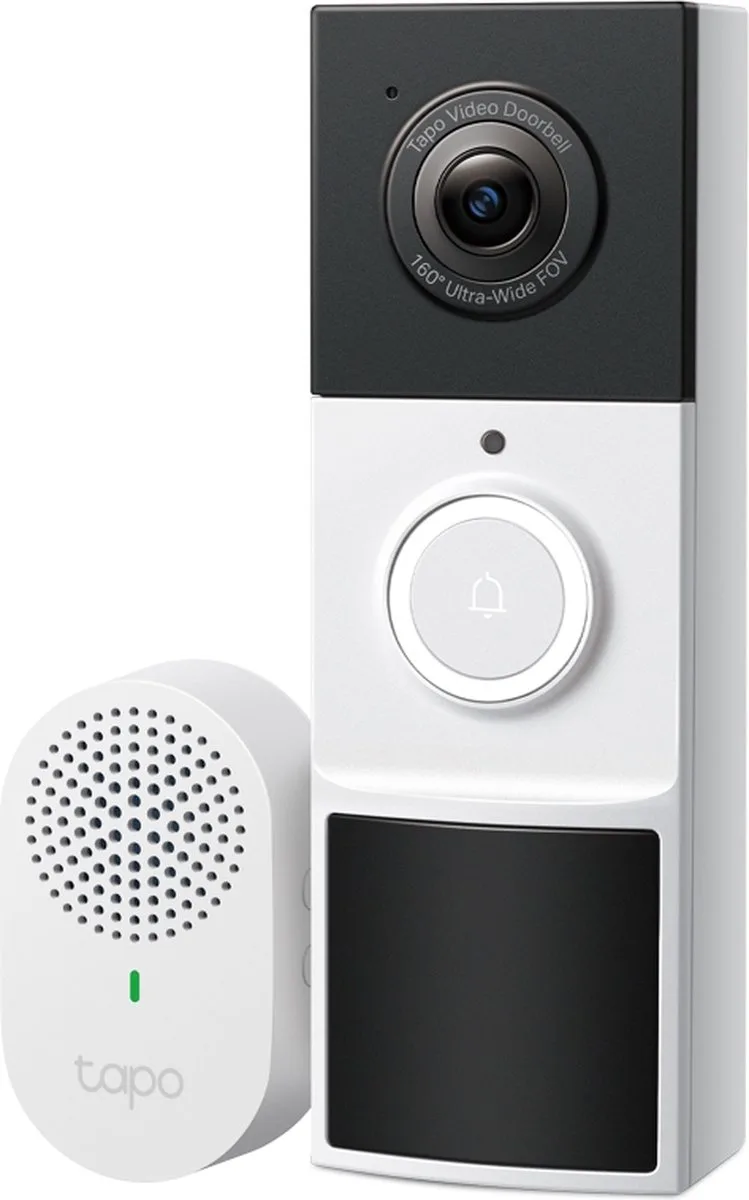 D210 Draadloze video deurbel op batterij - Inclusief chime/gong - 2K Video - Zonder Abonnement - IP65 - Slimme deurbel van TP-Link in Zwart – productfoto