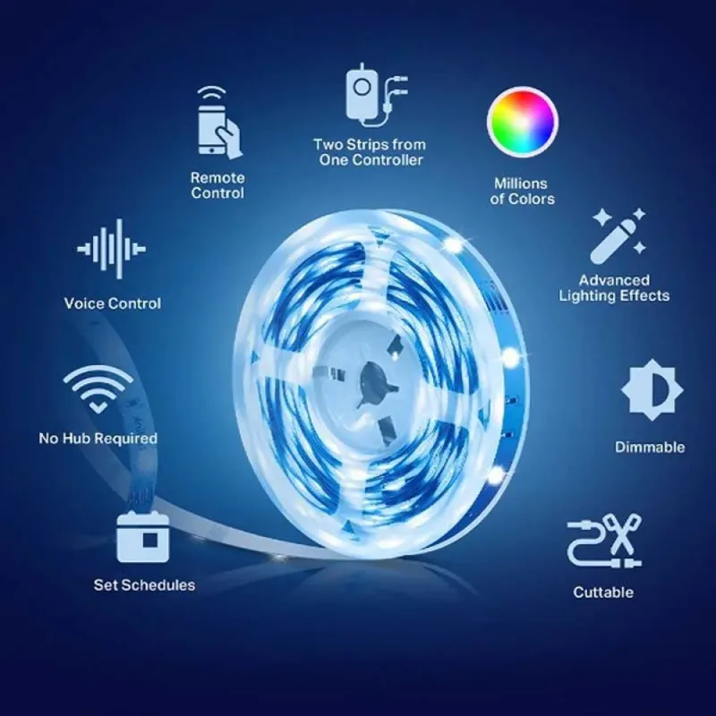 L900-10 Smarter LED-Lichtstreifen, 2x 5m, dimmbar, App Steuerung, schneidbar, kein Hub notwendig van TP-Link in Wit – productfoto 3 van 3