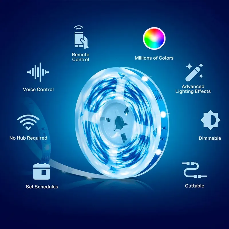 L900-5 Led strip - WiFi - 16 Miljoen kleuren- 5 meter de TP-Link en Blanc – photo produit 2 sur 6