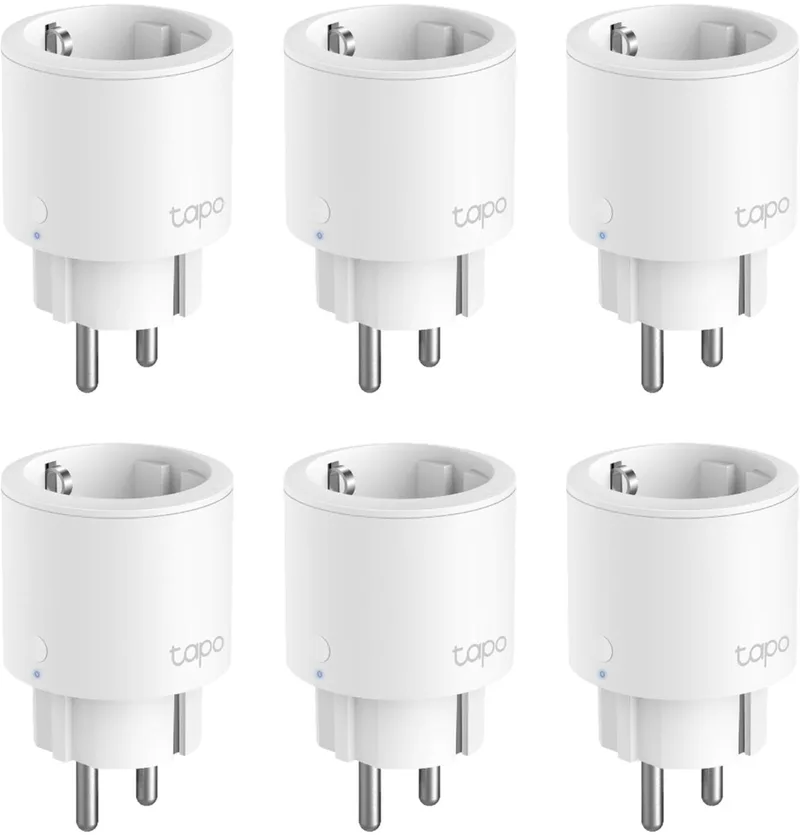 P115 Slimme Stekker Mini met Energiemeter 6-pack - Bundelvoordeel - Energiemonitor - 16A / 3680W - Compact Formaat - Geen Hub Nodig - Werkt met Alexa & Google - Afwezigheidsmodus - Schema's & Timers - Overbelastingsbeveiliging van TP-Link in Wit – productfoto