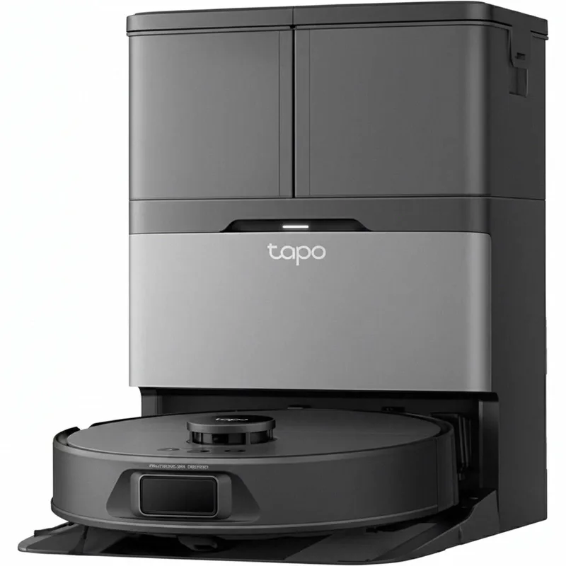 RV50 Pro Omni Saugroboter mit Wischmopp, 15.000 Pa, Selbstentleerende & Selbstreinigende Omni-Station, Heißwasser-Moppwäsche, Schwarz van TP-Link – productfoto