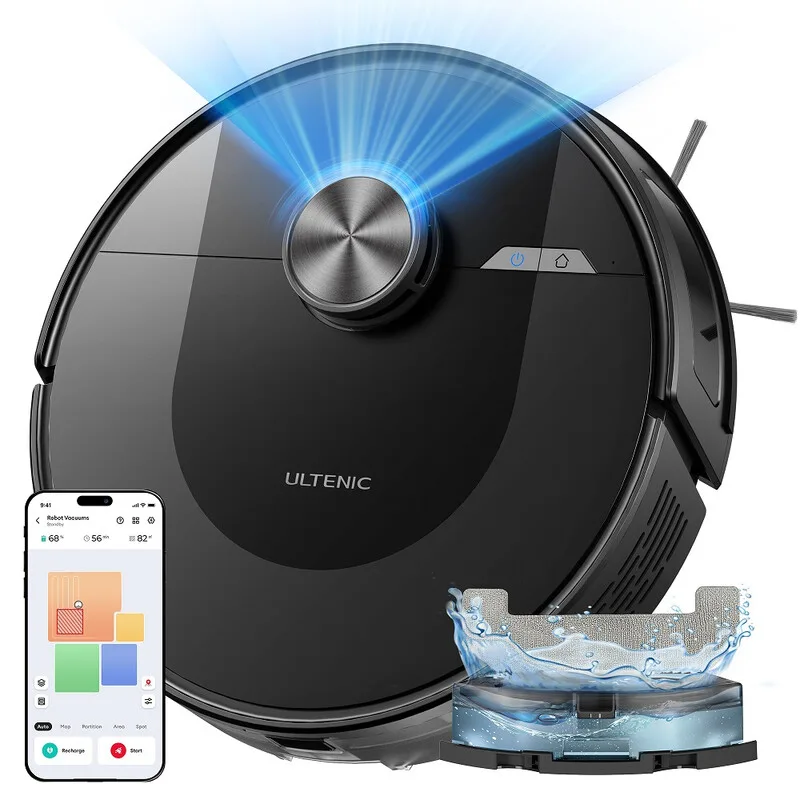 D1O Saugroboter mit Wischfunktion, 5000 Pa Saugkraft, präzise LiDAR-Navigation, 5 Karten, 10 Sperrzonen, leistungsstark für alle Böden, Teppiche & Tierhaare, Steuerung per Siri/Alexa/Google Assistant/App-Fernsteuerung by Ultenic – product photo