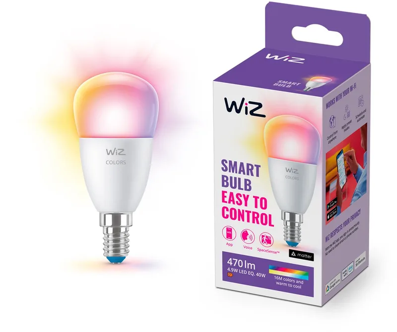 Kogellamp - Gekleurd en Wit Licht - Slimme LED Verlichting - E14 fitting - 40W - Mat - Wi-Fi van WiZ – productfoto