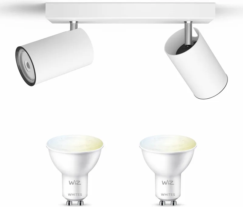 Kosipo Opbouwspot - Warm tot Koelwit Licht - Plafondspot met 2 Lichtpunten - GU10 - Te bedienen via WiFi de WiZ en Blanc – photo produit