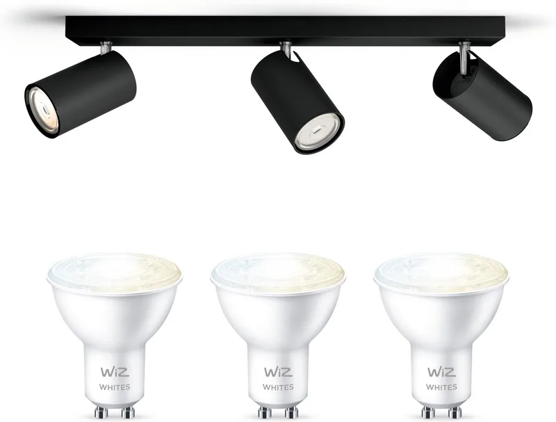 Kosipo Opbouwspot - Warm tot Koelwit Licht - Plafondspot met 3 Lichtpunten - GU10 -Te bedienen via WiFi by WiZ in Black – product photo