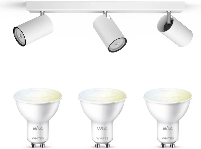 Kosipo Opbouwspot - Warm tot Koelwit Licht - Plafondspot met 3 Lichtpunten - GU10 -Te bedienen via WiFi by WiZ in White – product photo
