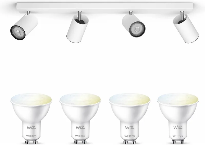 Kosipo Opbouwspot - Warm tot Koelwit Licht - Plafondspot met 4 Lichtpunten - GU10 -Te bedienen via WiFi by WiZ in White – product photo