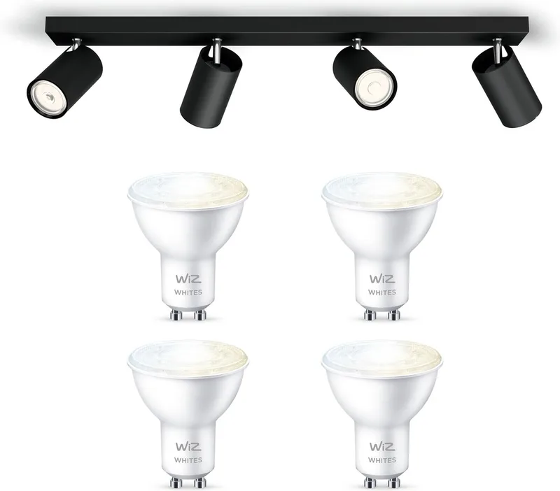 Kosipo Opbouwspot - Warm tot Koelwit Licht - Plafondspot met 4 Lichtpunten - GU10 -Te bedienen via WiFi de WiZ en Noir – photo produit