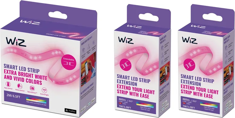 LED Strip 4 Meter - en Gekleurd Licht - Light Strip - Incl. Voedingskabel - Slimme LED Verlichting - WiFi van WiZ in Wit – productfoto