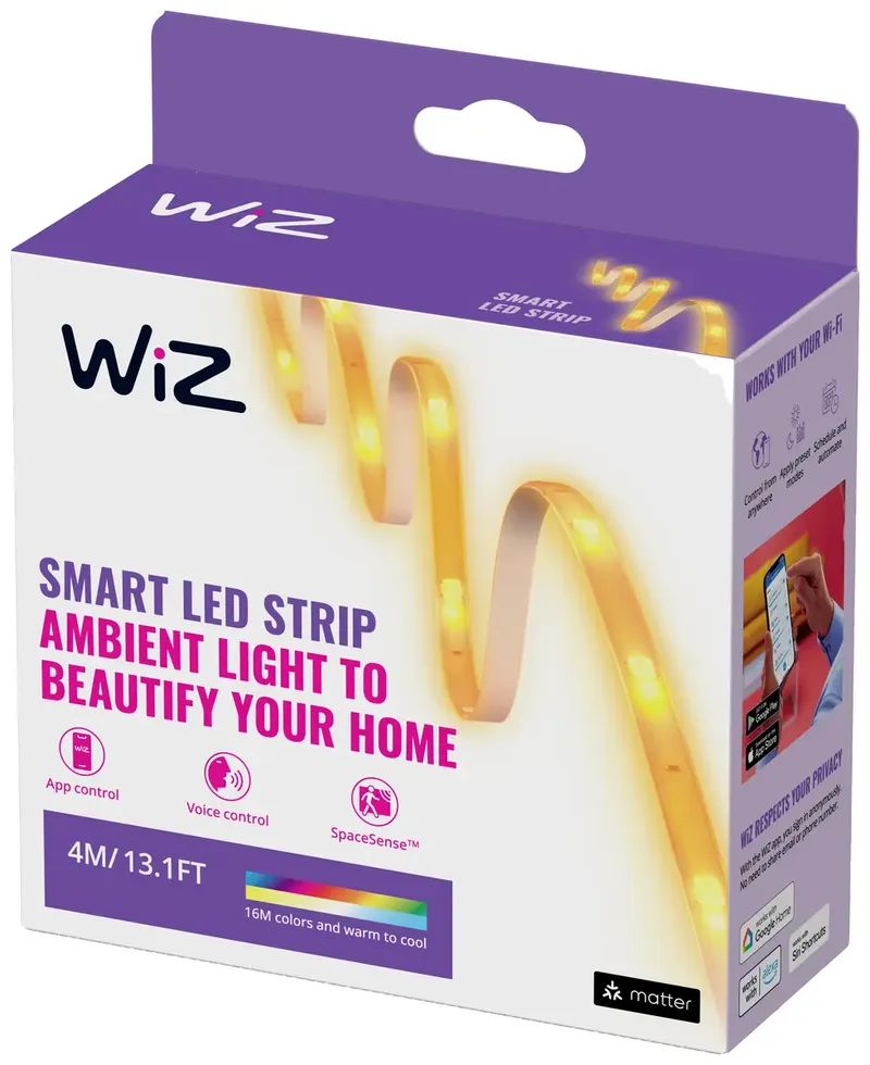 LED strip - 4 meter - RGB+W - Makkelijke installatie - Gekleurd en Licht - Wi-Fi - RGB+W; één kleur tegelijk van WiZ in Wit – productfoto 3 van 3