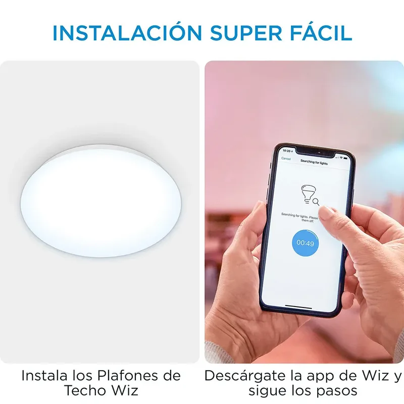 Plafondlamp Adria - Koelwit Licht - Slimme LED Verlichting - Geïntegreerde LED - 17W - Wi-Fi van WiZ in Wit – productfoto 5 van 6