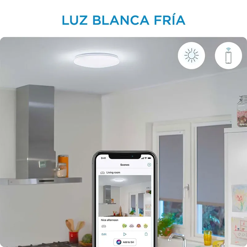 Plafondlamp Adria - Koelwit Licht - Slimme LED Verlichting - Geïntegreerde LED - 17W - Wi-Fi van WiZ in Wit – productfoto 6 van 6