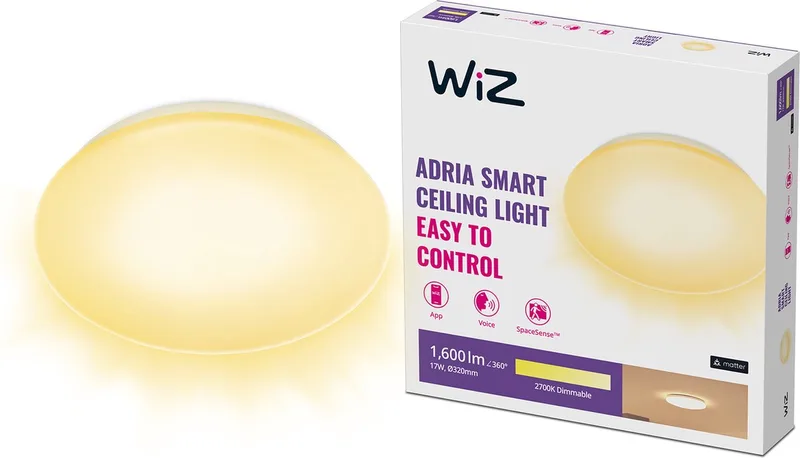 Plafondlamp Adria - Warmwit Licht - Slimme LED Verlichting - Geïntegreerde LED - 17W - Wi-Fi by WiZ in White – product photo