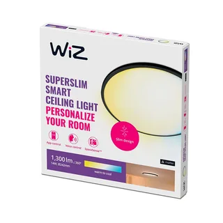 Plafondlamp SuperSlim - Diameter: 25 cm - Warm- tot Koelwit Licht - Slimme LED Verlichting - Geïntegreerde LED - 14W - Wi-Fi van WiZ in Zwart – productfoto 2 van 2