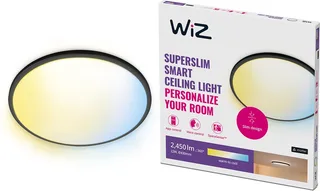 Plafondlamp SuperSlim - Diameter: 43 cm - Warm- tot Koelwit Licht - Slimme LED Verlichting - Geïntegreerde LED - 22W - Wi-Fi de WiZ en Noir – photo produit 1 sur 2