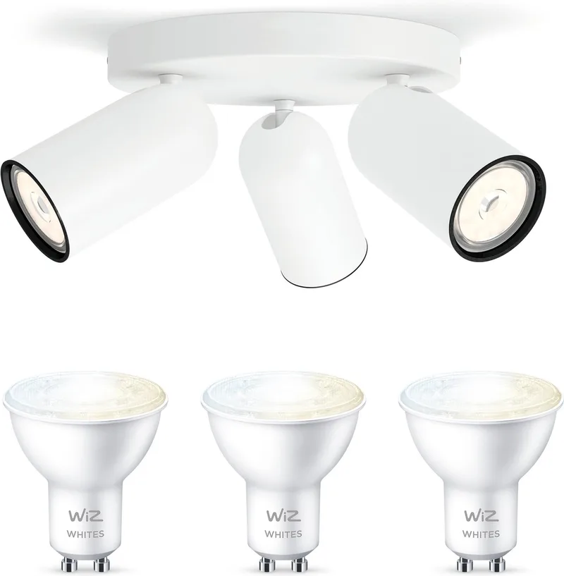 Pongee Opbouwspot - Warm tot Koelwit Licht - Plafondspot met 3 Lichtpunten - GU10 -Te bedienen via WiFi van WiZ in Wit – productfoto