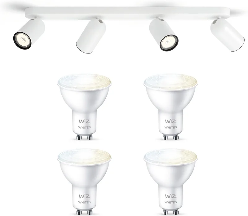Pongee Opbouwspot - Warm tot Koelwit Licht - Plafondspot met 4 Lichtpunten - GU10 -Te bedienen via WiFi van WiZ in Wit – productfoto