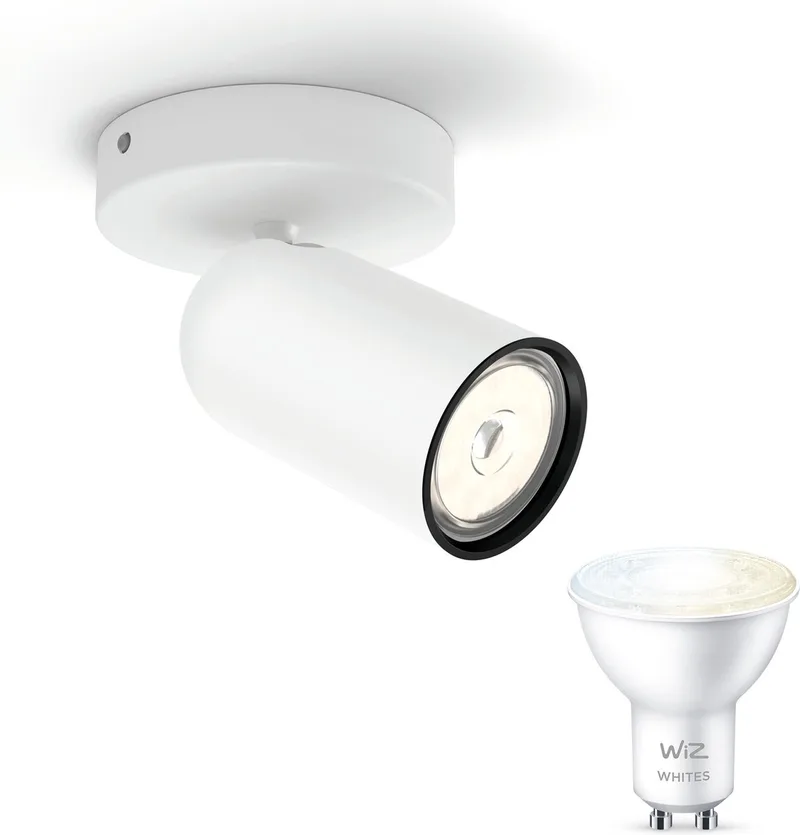 Pongee Opbouwspot - Warm tot Koelwit Licht - Wandspot of Plafondspot met 1 Lichtpunt - GU10 - Te bedienen via WiFi de WiZ en Blanc – photo produit