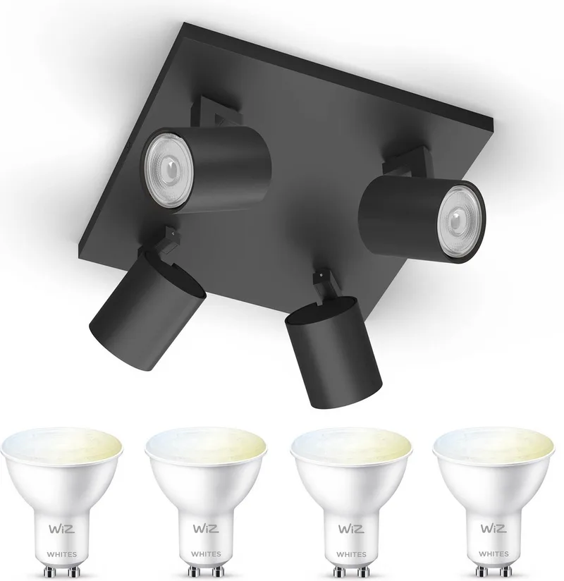 Runner Opbouwspot - Warm tot Koelwit Licht - Plafondspot met 4 Lichtpunten - GU10 -Te bedienen via WiFi by WiZ in Black – product photo