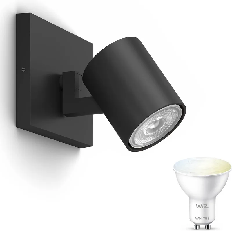 Runner Opbouwspot - Warm tot Koelwit Licht - Wandspot of Plafondspot met 1 Lichtpunt - GU10 - Te bedienen via WiFi by WiZ in Black – product photo