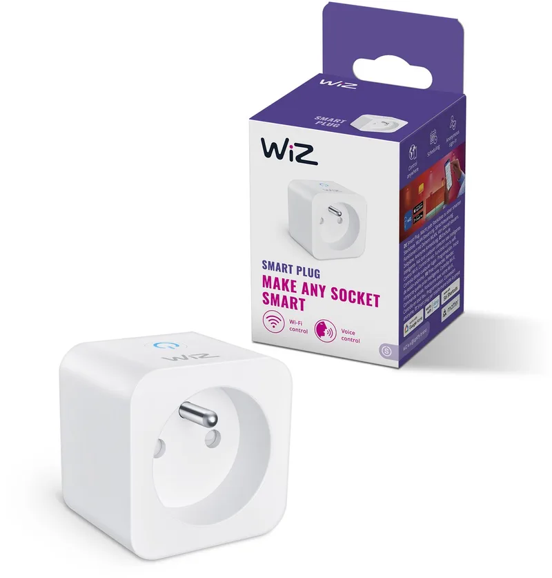 Slimme stekker - Eenvoudige Bediening via de App - Stekkertype E - Wi-Fi - Matter gecertificeerd van WiZ in Wit – productfoto