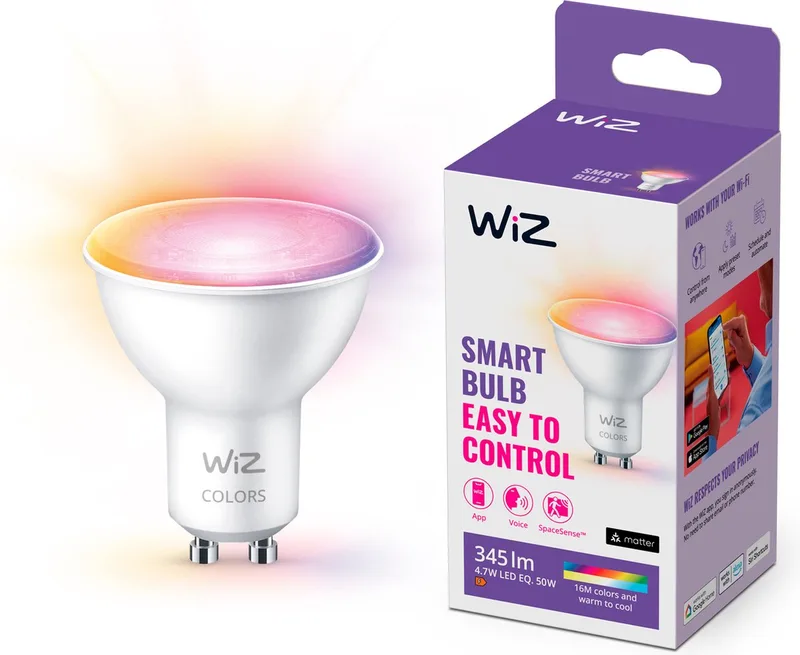 Spot - Gekleurd en Wit Licht - Slimme LED Verlichting - GU10 fitting - 50W - Wi-Fi by WiZ – product photo