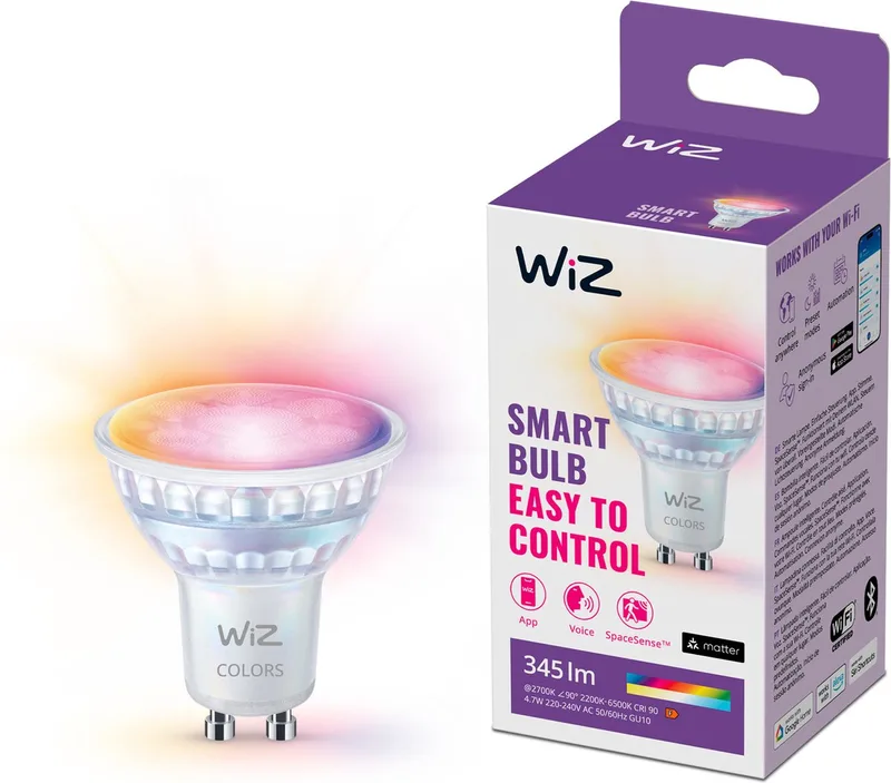 Spot - Gekleurd en Wit Licht - Slimme LED Verlichting - GU10 fitting - 50W - Glas - Wi-Fi van WiZ – productfoto