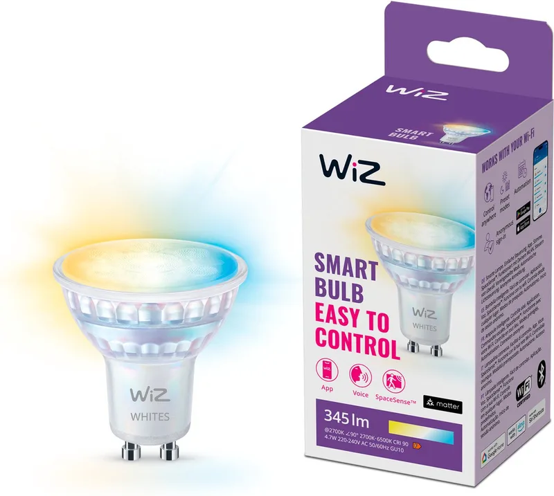 Spot - Slimme LED Verlichting - Warm- tot Koelwit Licht - GU10 - 50W - Wi-Fi van WiZ – productfoto