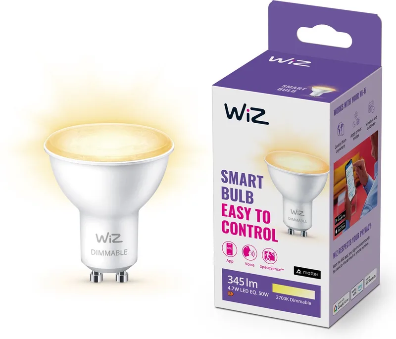 Spot - Warmwit Licht - Slimme LED Verlichting - GU10 fitting - 50W - Wi-Fi by WiZ – product photo