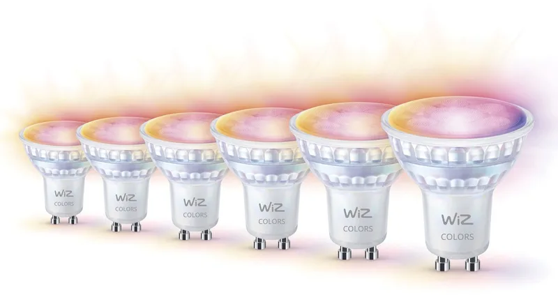 Voordeelverpakking - GU10 met 6 Spotjes - 50W - 400lm - Wit en Gekleurd Licht - Slimme LED Verlichting - Werkt met Apple HomeKit, Alexa en Google Home - Tunable White and Color van WiZ – productfoto
