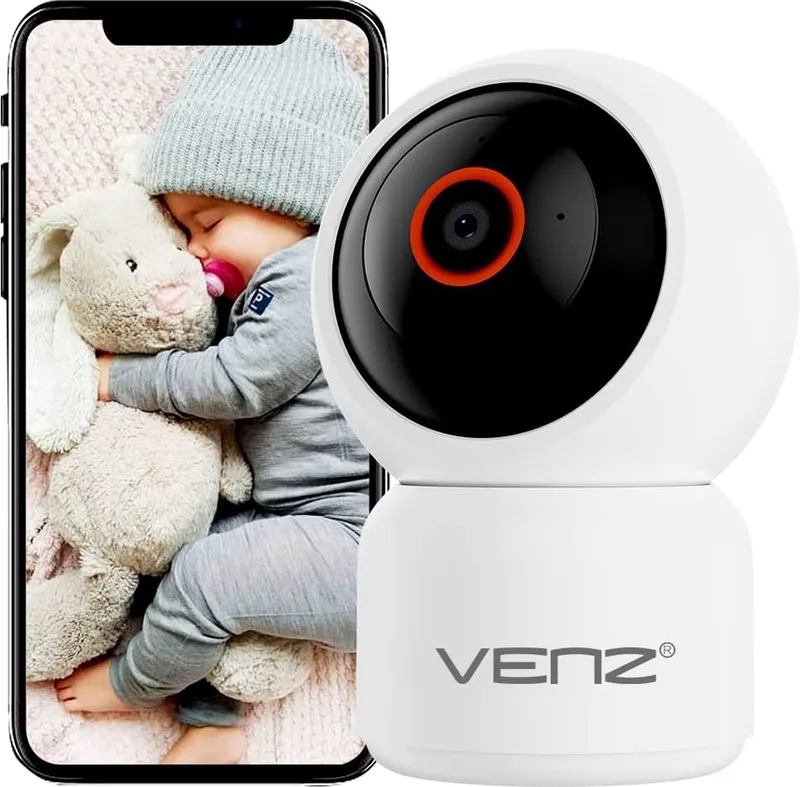 Full HD Compacte slimme beveiligingscamera voor binnen - 1080P - 360 graden kijkhoek - Venz R4259 de Woox en Blanc, Noir – photo produit