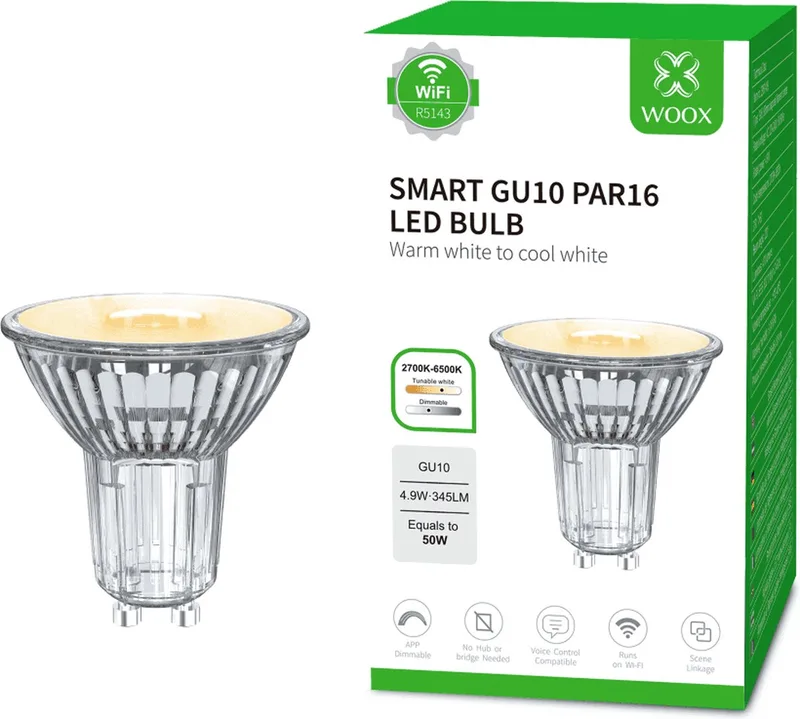 R5143 Smart GU10 LED Spot – Slim, helder en energiezuinig de Woox – photo produit