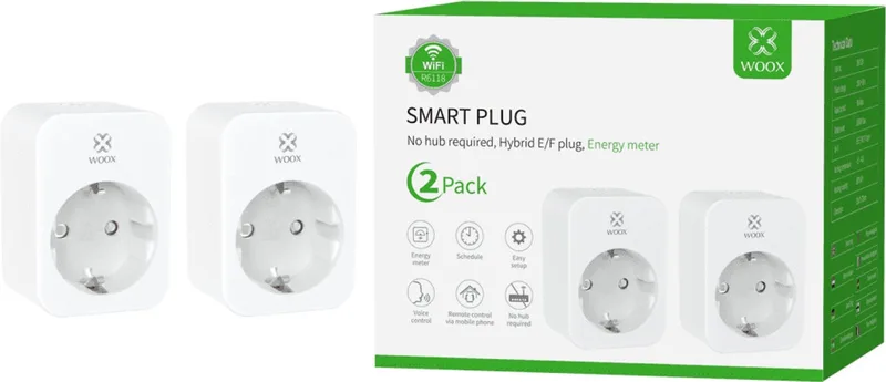 R6118 2 PACK - Smart Plug - Energy Monitoring - Alexa & Google Assistant - No Hub Required de Woox en Blanc – photo produit