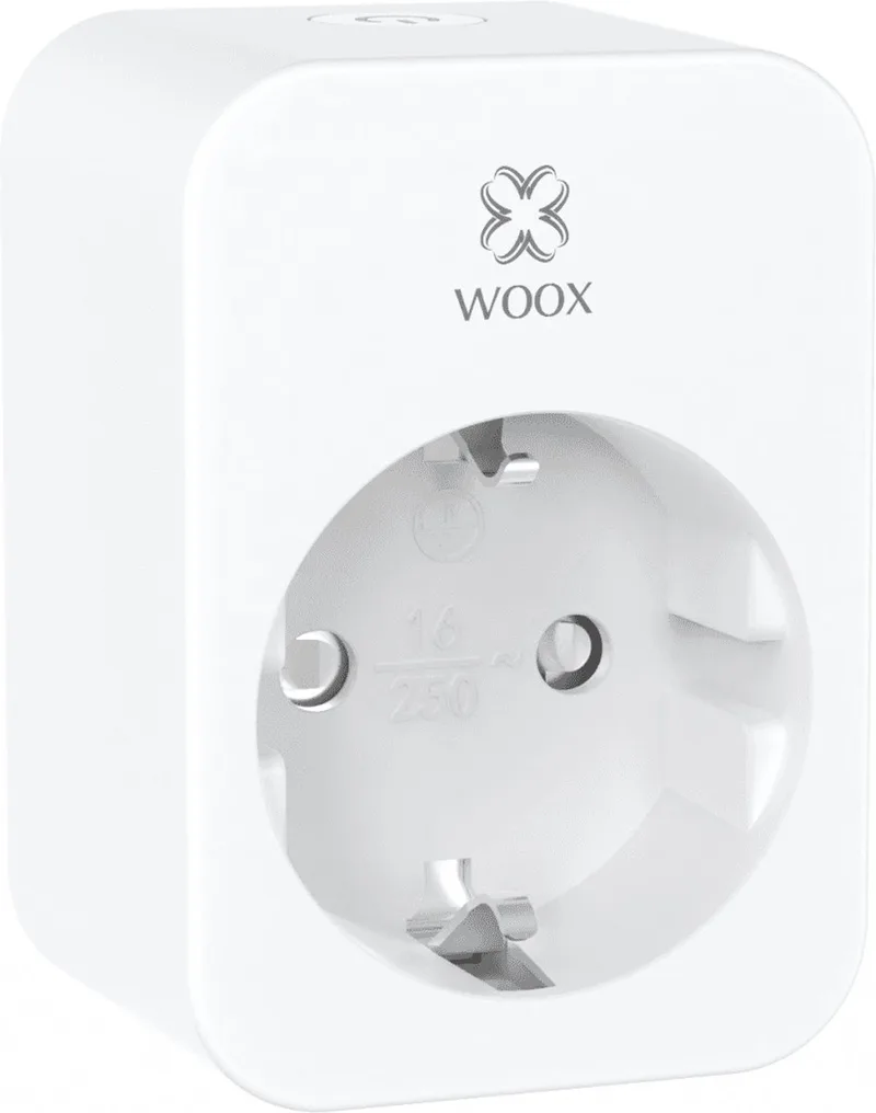 R6118 smarthome stekker met energie monitor - smart plug - smarthome stekker van Woox in Wit – productfoto