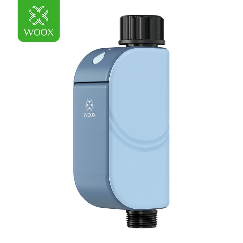 Smart Bewässerungstimer R2604 Blau WiFi 6 802.11ax 2,4 GHz BLE 5.4 IP65 Outdoor Garten-Bewässerungssteuerung Bistabil Elektromagnetventil 4X AA Batterie 1,5 Jahre Lebensdauer 20 Unabhängige Programme Regenverzögerung Kindersicherung Alexa Google Assistant 175 × 78 × 43,6 mm by Woox – product photo