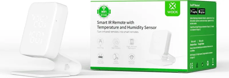 Smart IR-afstandsbediening met temperatuur- en vochtigheidssensor | R7246 de Woox en Blanc – photo produit